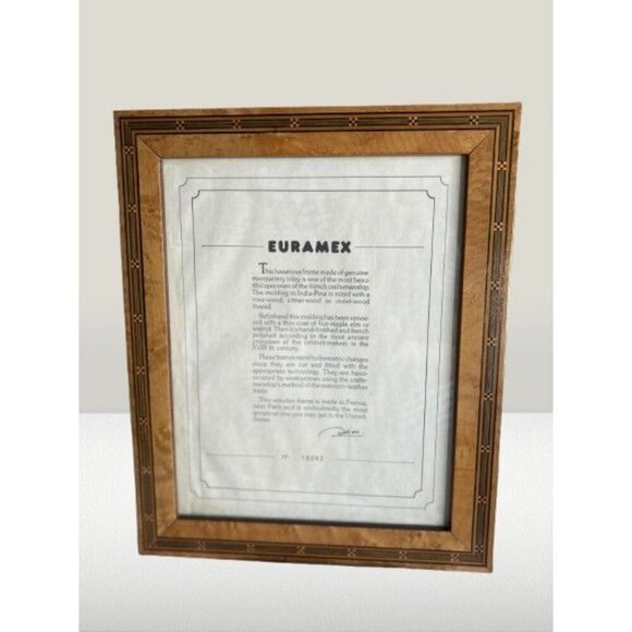 EURAMEX Photo Frame Made in France Large Wooden Marquetry Inlay Rose-wood 12" - Picture 1 of 13